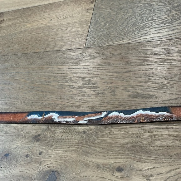 Leegin Vintage Leather Embossed Eagle Belt Size 32 - Picture 3 of 12